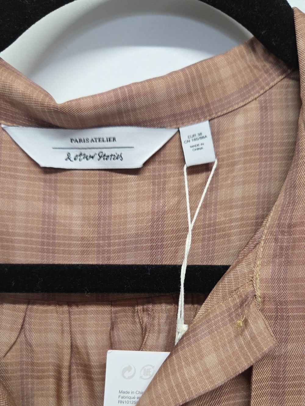 Paris Atelier & Other Stories Blouse Brown Plaid Uk Size 12 Womens Size 8 Us - Picture 2 of 6